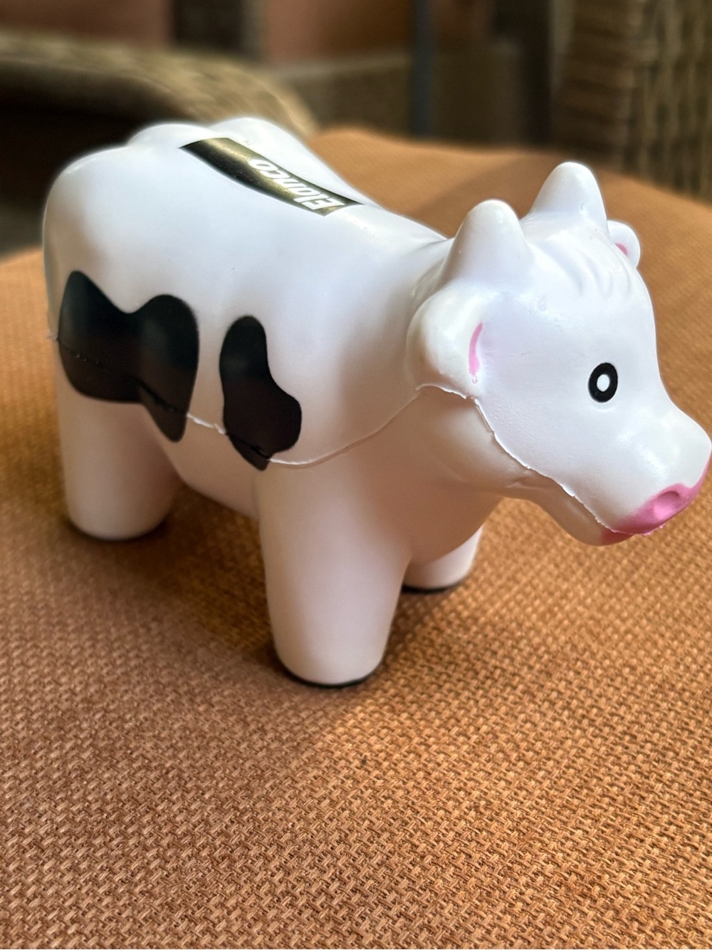 Elanco white cow with black spots squishy stress relief moo moo subaru #cow